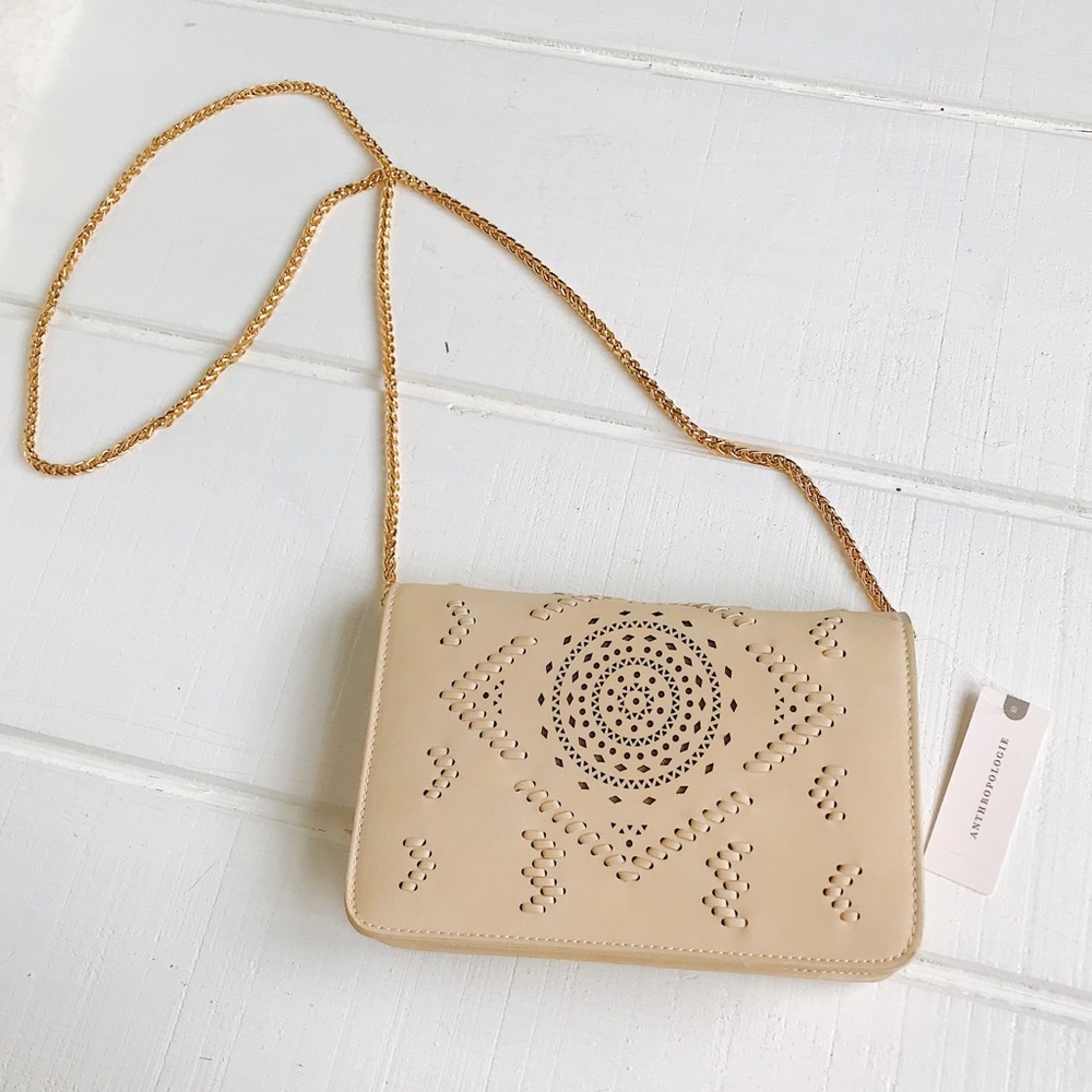 Anthro Tan Boho Vegan Leather Purse